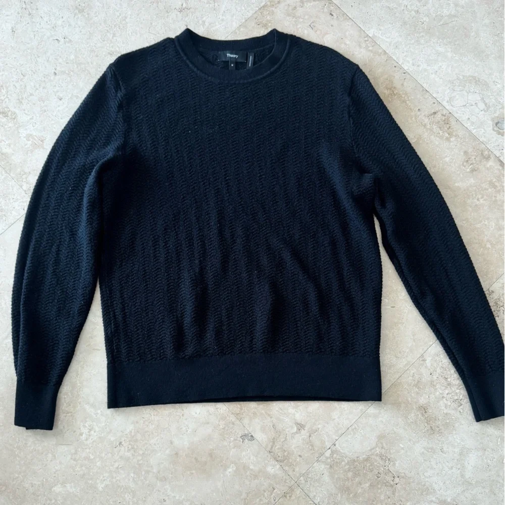 Theory Black Crewneck Men's Sweater - Picture 1 of 3